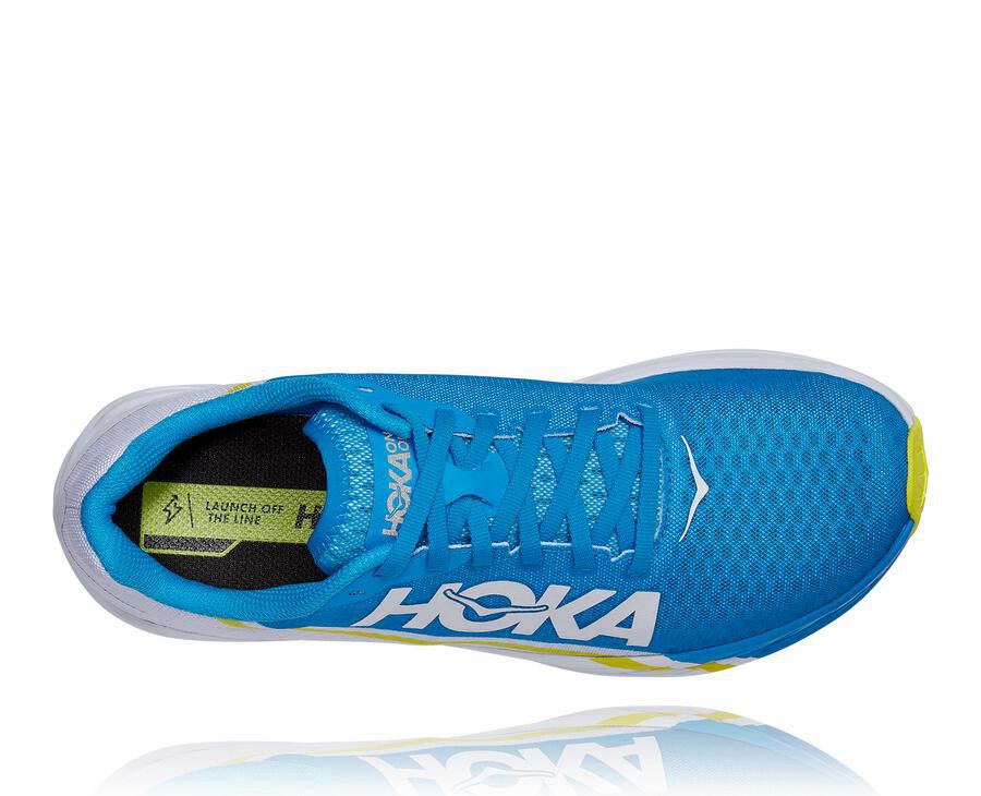 Hoka One One Hardloopschoenen Dames - Rocket X - Wit/Blauw - XJ7406315